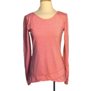 Zella Size‎ XS Pink and White Striped Long Sleeve Scoop Neck Workout Tunic